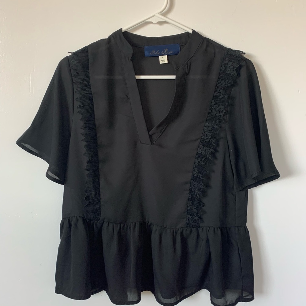 Black ruffle blouse